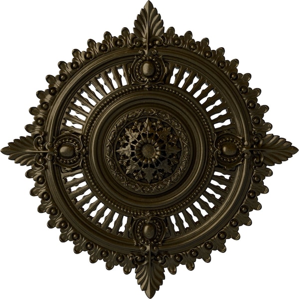 Ekena Millwork Haylynn Ceiling Medallion (Fits Canopies up to 1 1/4"), 29 1/8"OD x 1 1/4"ID x 4"P, Green Gold CM29HYGGS - main